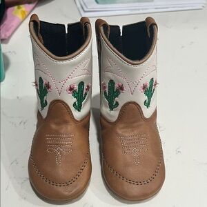 Kids' Cactus Embroidered Boots - Brown and White